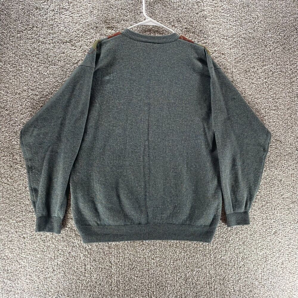 Pure New Wool Sweater Men Extra Large Gray Argyle Diamond Crew Neck Pullover VTG - Picture 7 of 10